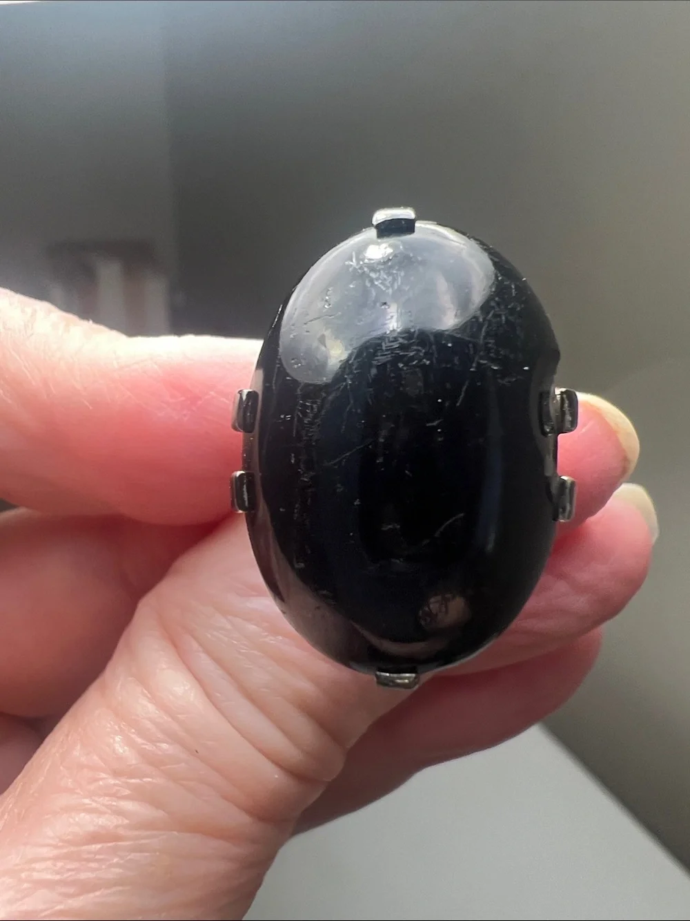Bold & Beautiful Black Oval Statement Ring - Vintage